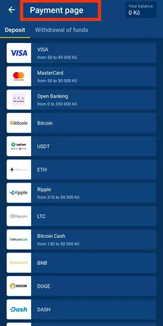 Deposit to Mostbet