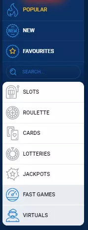 Mostbet Casino Menu